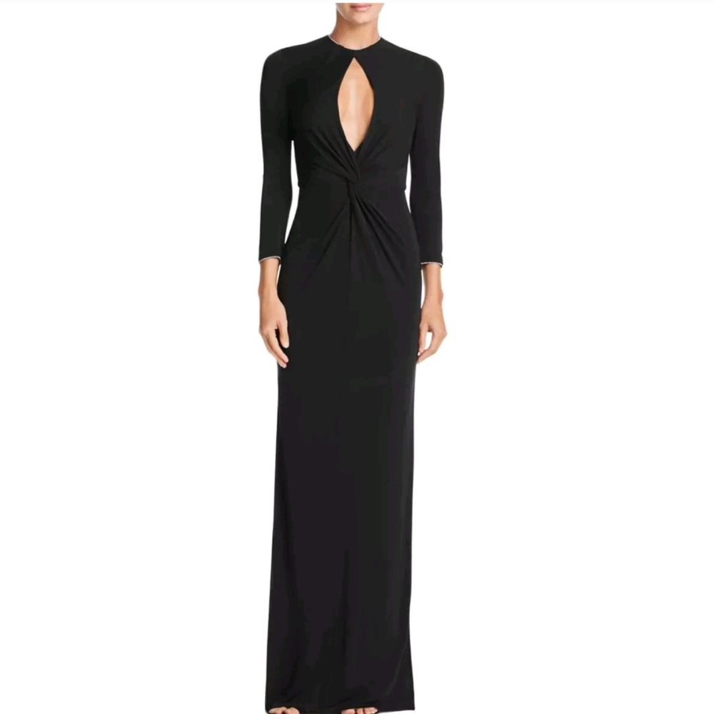 ABS Allen Schwartz Black Formal Matte Jersey Gown perfect for New Year’s Eve